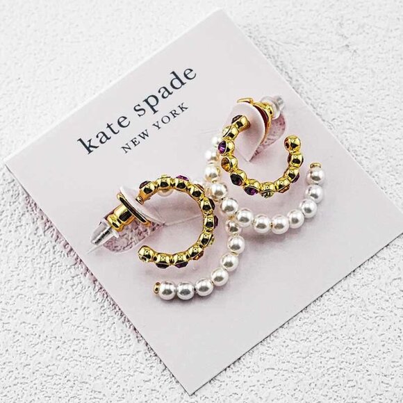 Kate Spade Pearl Hoop Earrings - Picture 1 of 1